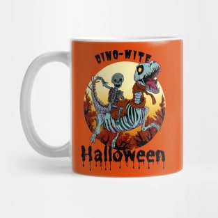 Skeleton riding dinosaur Mug